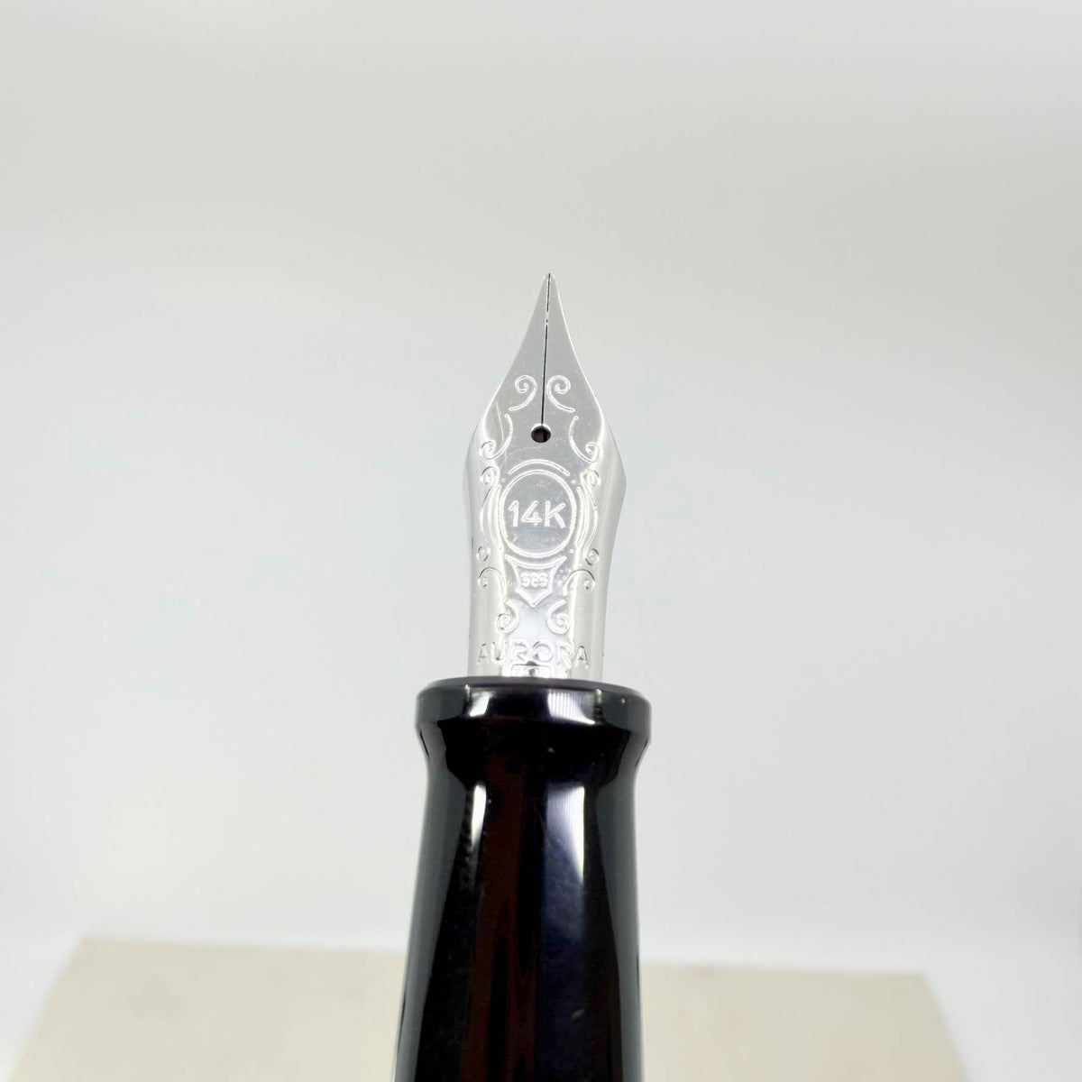 Aurora Burgundy Talentum Chrome Trim Fountain Pen - Fine 14kt Gold Nib - MINT