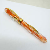 Visconti "Millennium Two" Orange Streaked Transparent Limited Edition Crescent Fill Fountain Pen - Semi-Flex Medium 18kt Gold Nib - MINT
