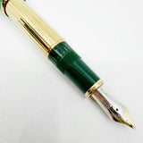 Montblanc Solitaire 146 Czar Nikolai LeGrand Fountain Pen - Striped Malachite Cap/Gold Vermeil Pinstriped Barrel & Cap Trim - Broad 18kt Gold Nib
