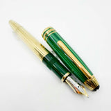 Montblanc Solitaire 146 Czar Nikolai LeGrand Fountain Pen - Striped Malachite Cap/Gold Vermeil Pinstriped Barrel & Cap Trim - Broad 18kt Gold Nib
