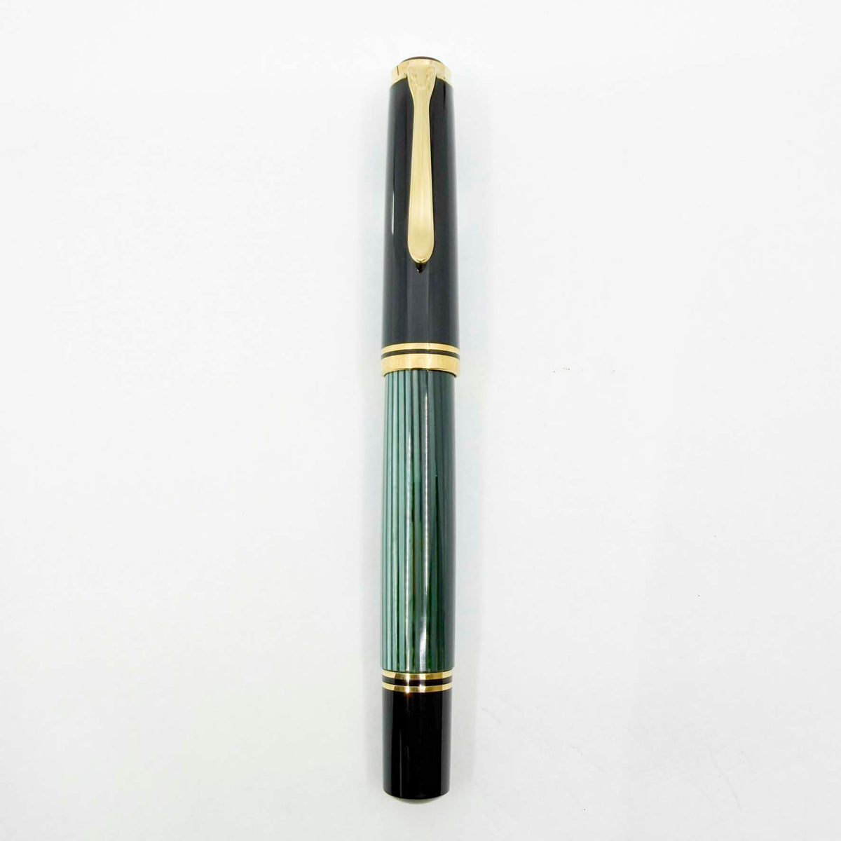Pelikan Souveran Black/Green Striped M1000 Fountain Pen - Medium 18kt Gold Nib