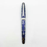 Michel Perchin Royal Blue Monogram Limited Edition Fountain Pen (1995) - Broad 18kt Gold Nib