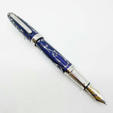 Michel Perchin Royal Blue Monogram Limited Edition Fountain Pen (1995) - Broad 18kt Gold Nib