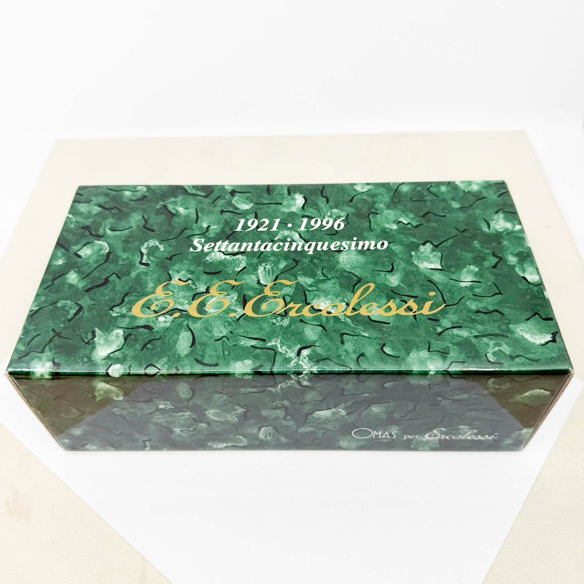 OMAS E.E. Ercolessi Marbled Green Celluloid Limited Edition Fountain Pen - Medium 18kt Gold Nib