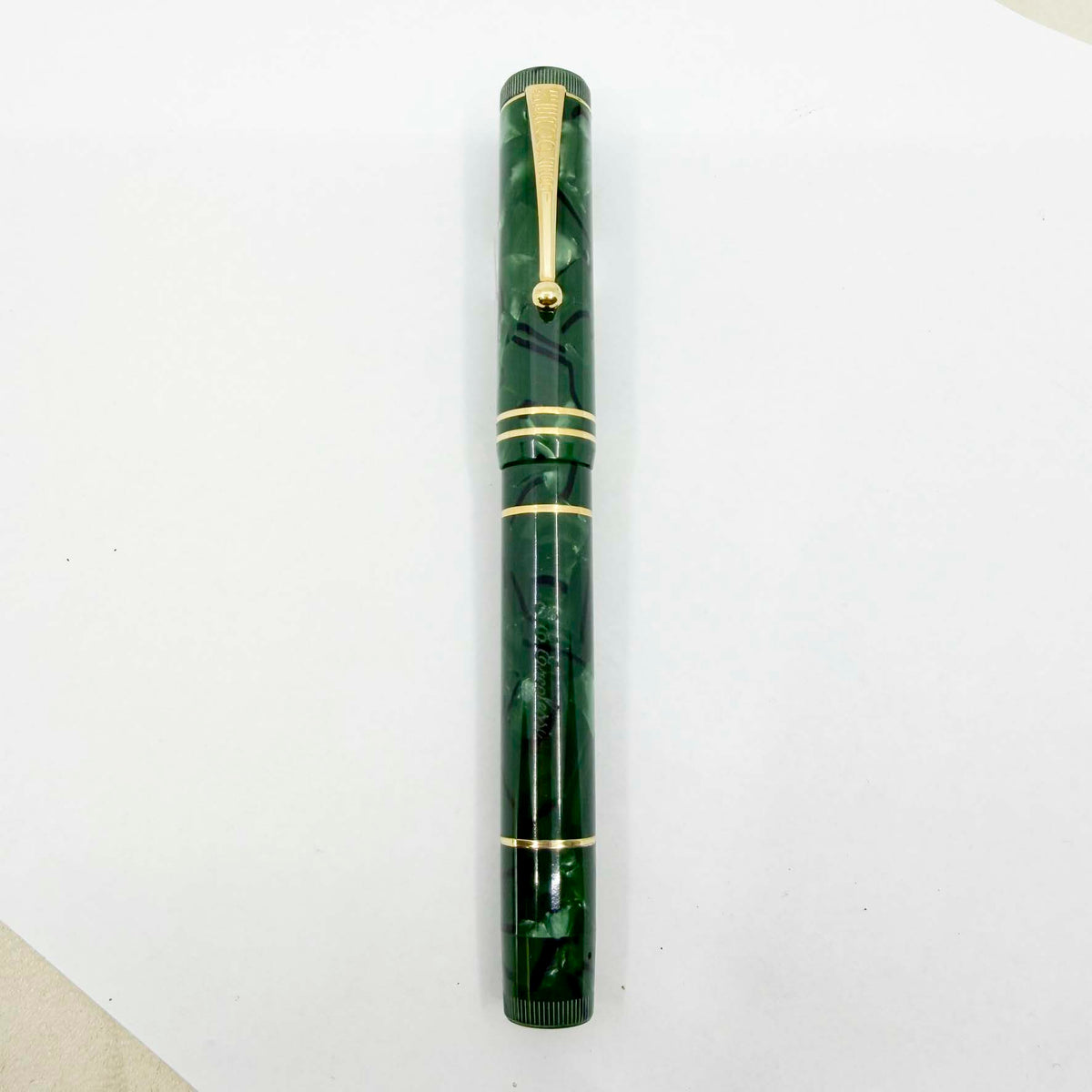 OMAS E.E. Ercolessi Marbled Green Celluloid Limited Edition Fountain Pen - Medium 18kt Gold Nib