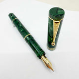 OMAS E.E. Ercolessi Marbled Green Celluloid Limited Edition Fountain Pen - Medium 18kt Gold Nib