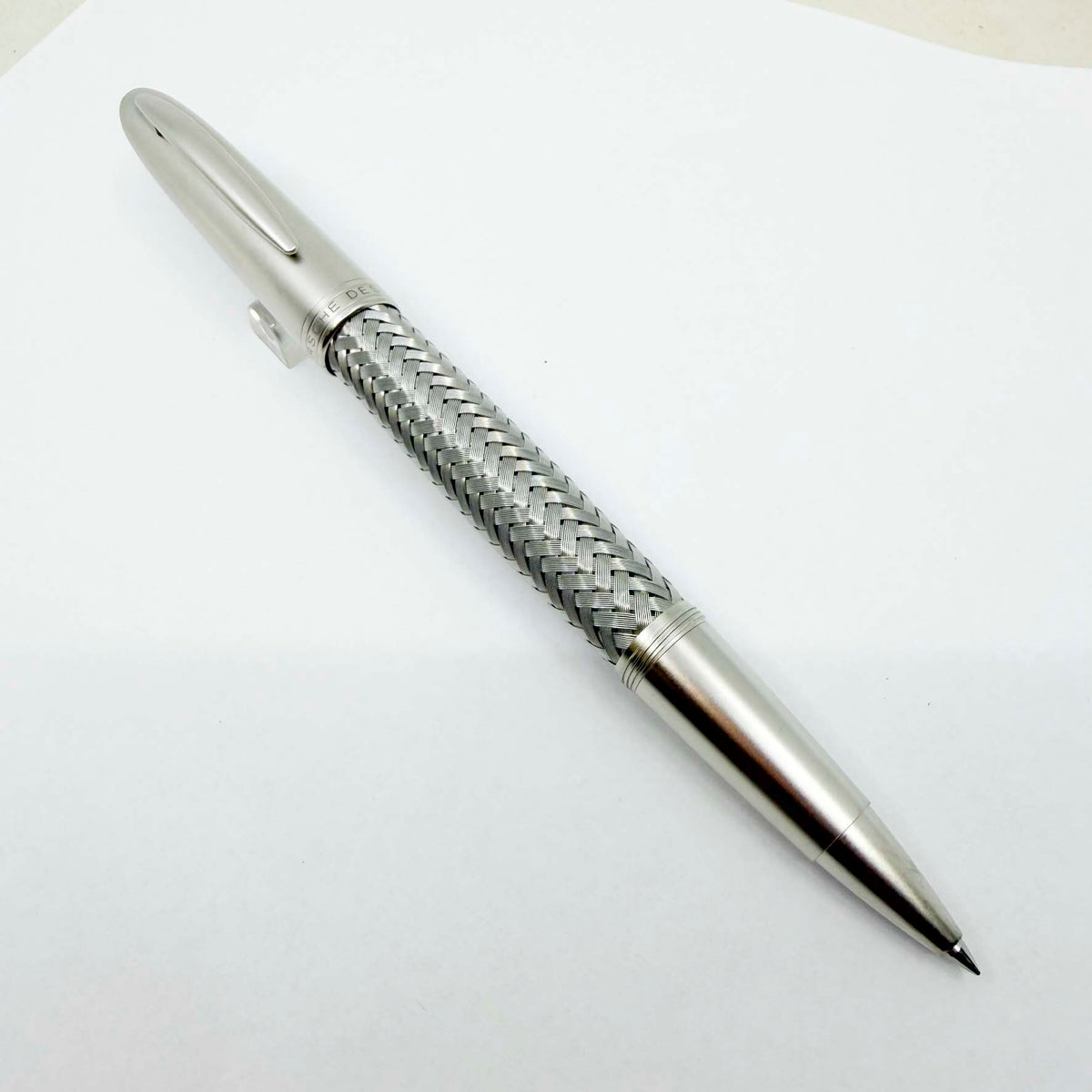 Porsche Design Tec Flex Stainless Steel Basketweave Rollerball Pen