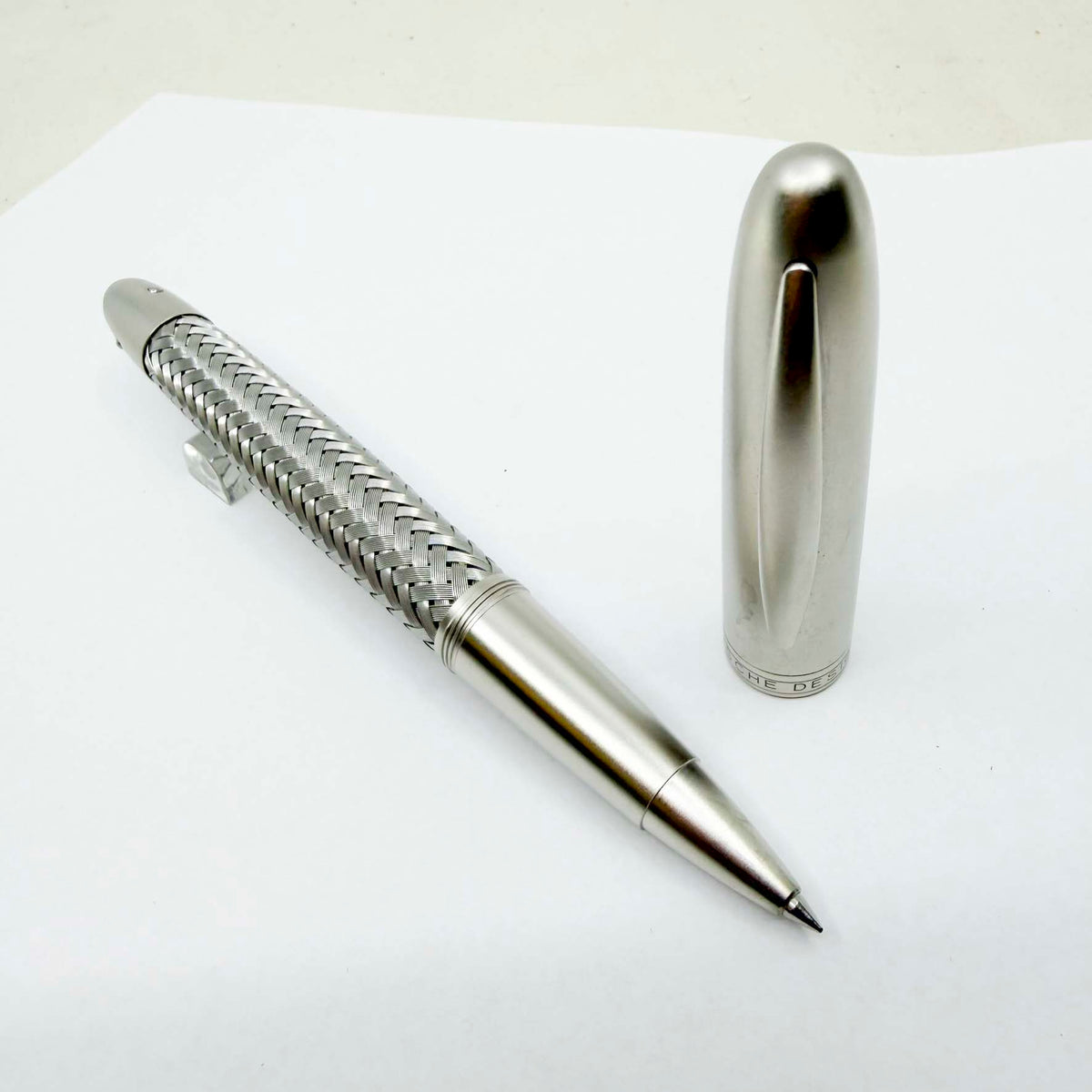 Porsche Design Tec Flex Stainless Steel Basketweave Rollerball Pen