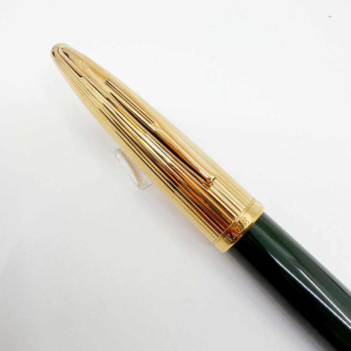 Waterman Carene Deluxe Green Barrel/Gold-Plated Cap Fountain Pen - Fine 18kt Gold Nib